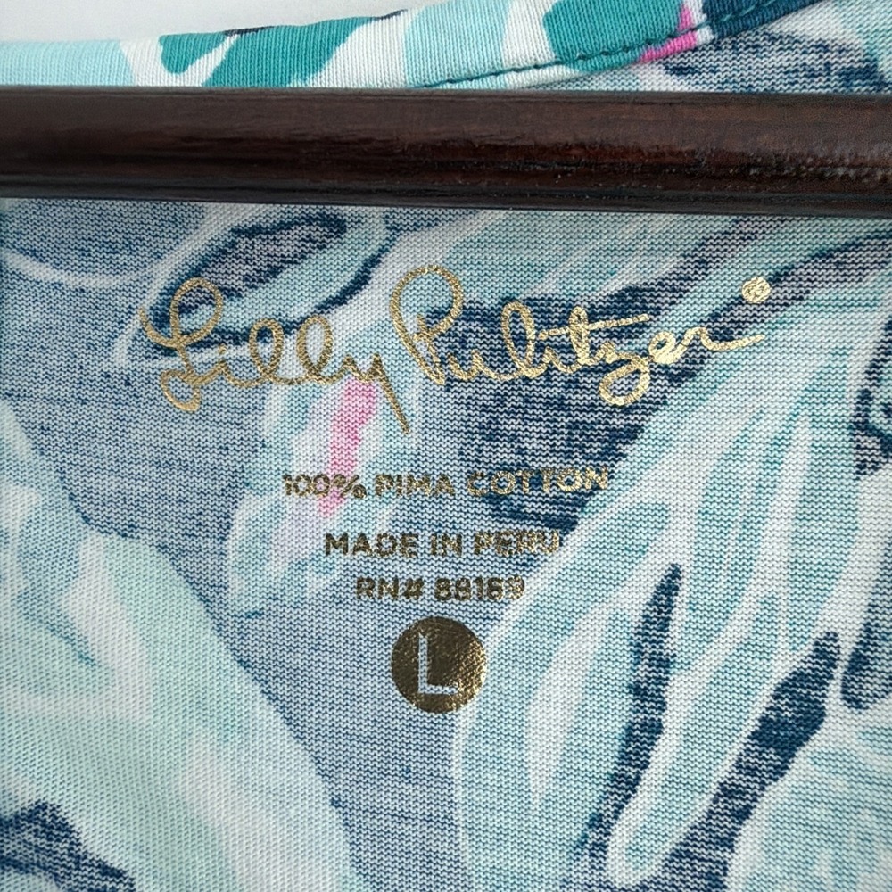 Lilly Pulitzer Beacon Dress Tropical Lemur Print Women L Blue Tidal Wave Coastal - Picture 4 of 7